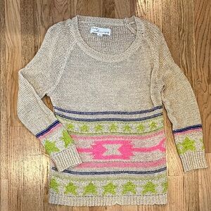 Vintage Havana Beige and Pink Patterned Sweater